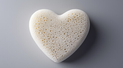 Fototapeta premium Porous heart-shaped stone on reflective surface with soft lighting 