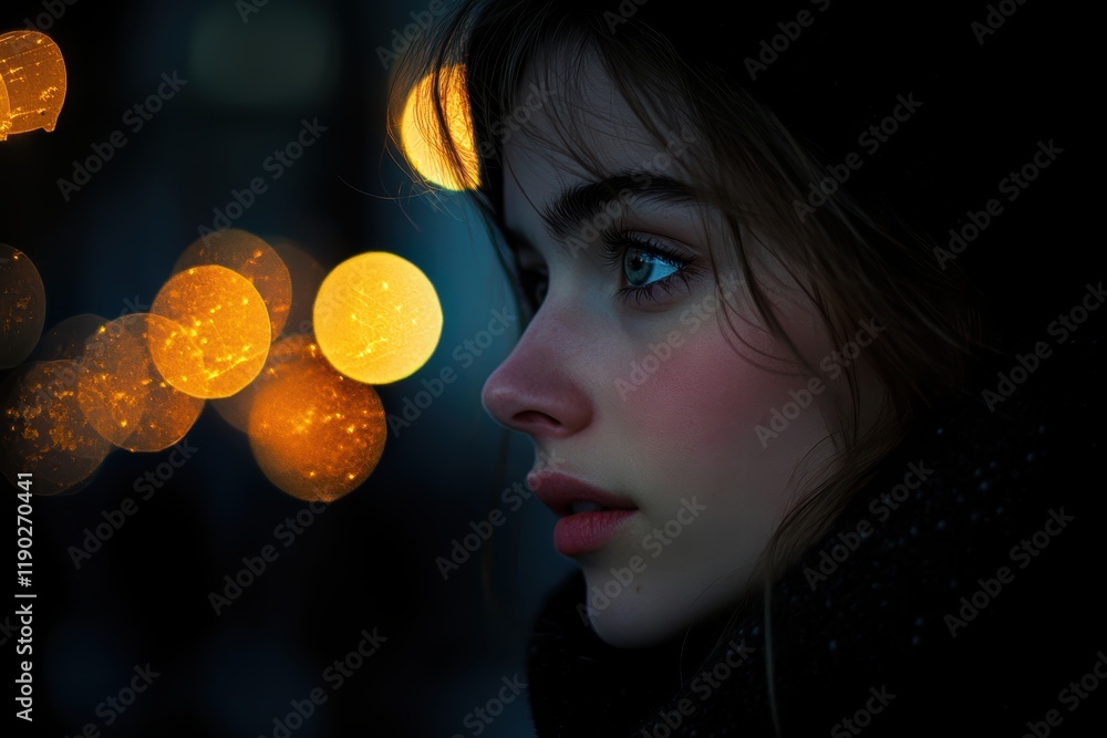 Aufkleber a soft bokeh light effect with white, golden, and subtle colored lights, creating a soft glow on a b