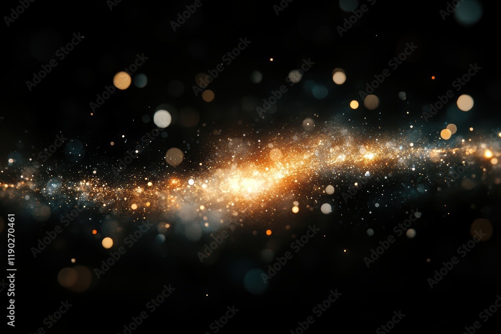 Poster a soft bokeh light effect with white, golden, and subtle colored lights, creating a soft glow on a b