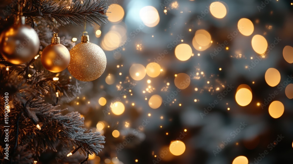 Aufkleber a soft, glowing bokeh effect with golden and white lights floating in the dark, creating an elegant 