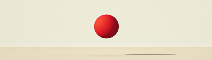 Minimalist Red Sphere Floating Above a Neutral Surface - A Striking Visual Contrast