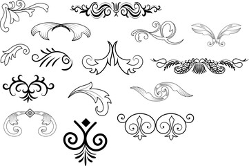 Ornamental design lace borders and corners Vector set art deco floral ornaments elements