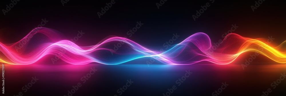 Poster a soft neon glow background with smooth gradients and light flares creating a luminous atmosphere