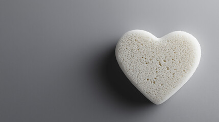 Obraz premium Porous heart-shaped stone on reflective surface with soft lighting 