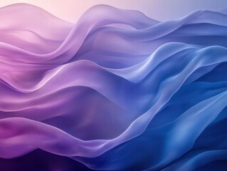 Obraz premium A soft overlapping wave pattern with transparency in shades of blue and purple, creating depth