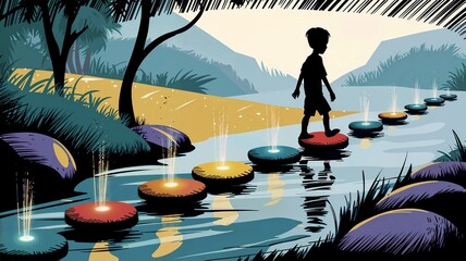 Resilience Milestones on a Steep Mountain Climb, Visual Metaphor Emotional Resilience, Dark Silhouette of Mountain Journey 