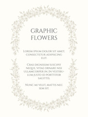 Floral frame. Graphic design page.