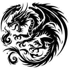 Angry dragon silhouette vector design
