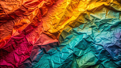 Obraz premium Vibrant textured paper with colorful crumpled patterns in warm tones