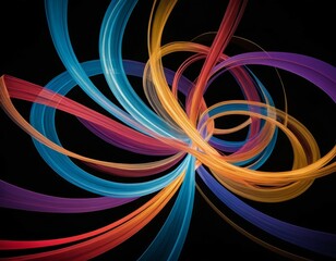 Abstract Colorful Swirling Lines, Dynamic Energy, Vibrant Motion Background