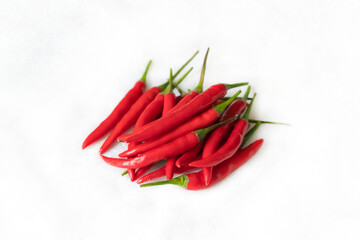 red chili pepper pods on white isolated background