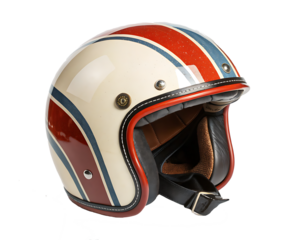 retro motorcycle helmet isolated on white background PNG.AI GENERATED 
