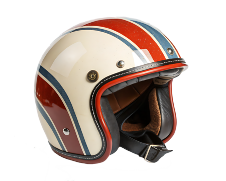 retro motorcycle helmet isolated on white background PNG.AI GENERATED 