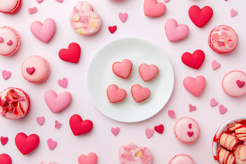 hearts with pastries and cakes valentine 