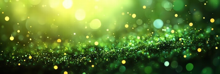 Obraz premium A vibrant and energetic green bokeh background with glowing lights of different sizes and soft blending effects