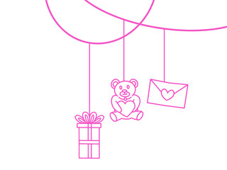 Valentines Day Line Art Corner Border