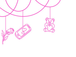 Valentines Day Line Art Corner Border