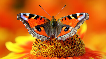 A vibrant orange butterfly, centered on a flower, is ready to be submitted as an illustration