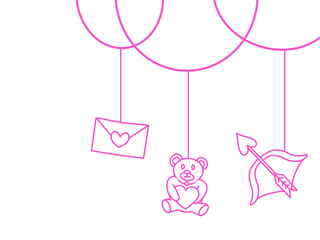 Valentines Day Line Art Corner Border