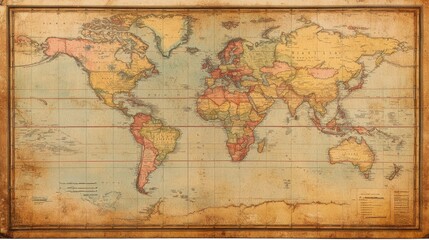 A vintage map with worn edges, subtle texture, and earthy tones