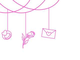 Valentine Character Decoration Hanging Line Art