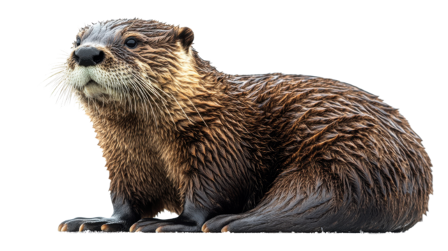 european otter lutra isolated on white background