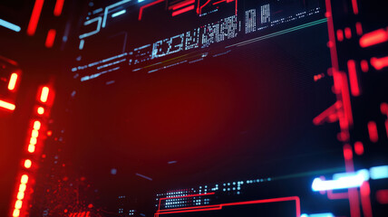 A computer screen displaying a security breach alert, with flashing red lights and warning messages about data compromise, highlighting a cybersecurity threat.
