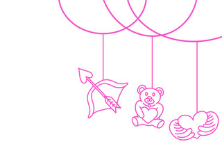 Valentine Character Decoration Hanging Line Art
