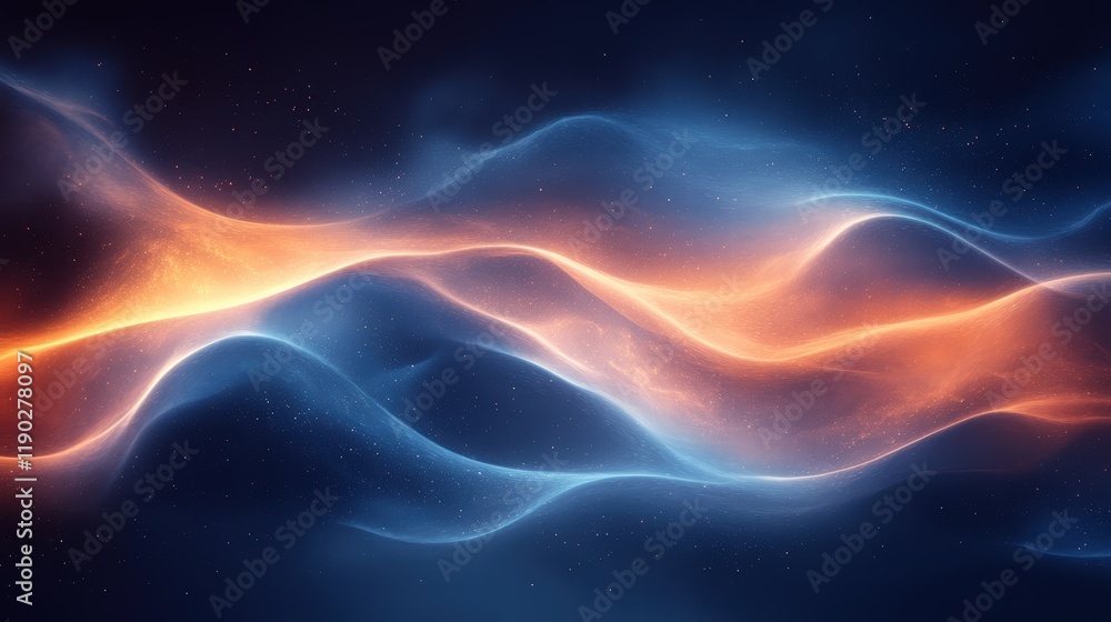Poster abstract waves of light and shadow with gradient transitions, ethereal feel