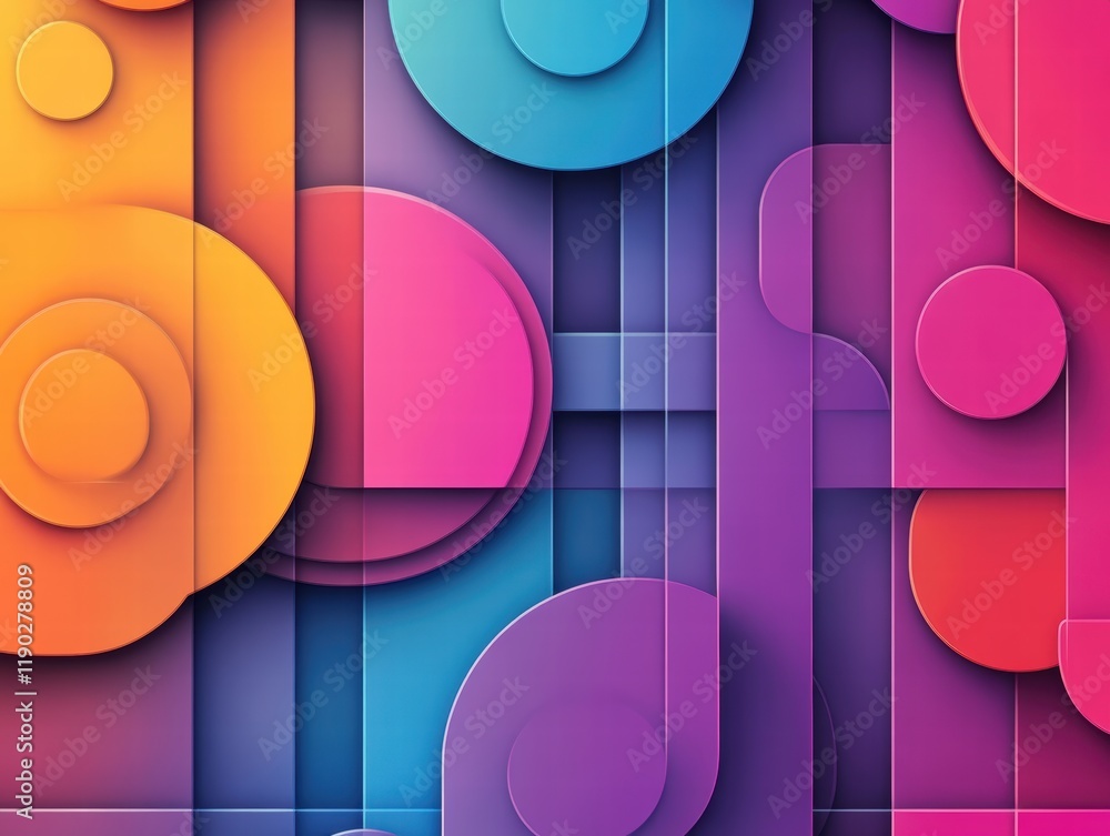 Poster an abstract geometric pattern with vibrant colors and smooth gradients