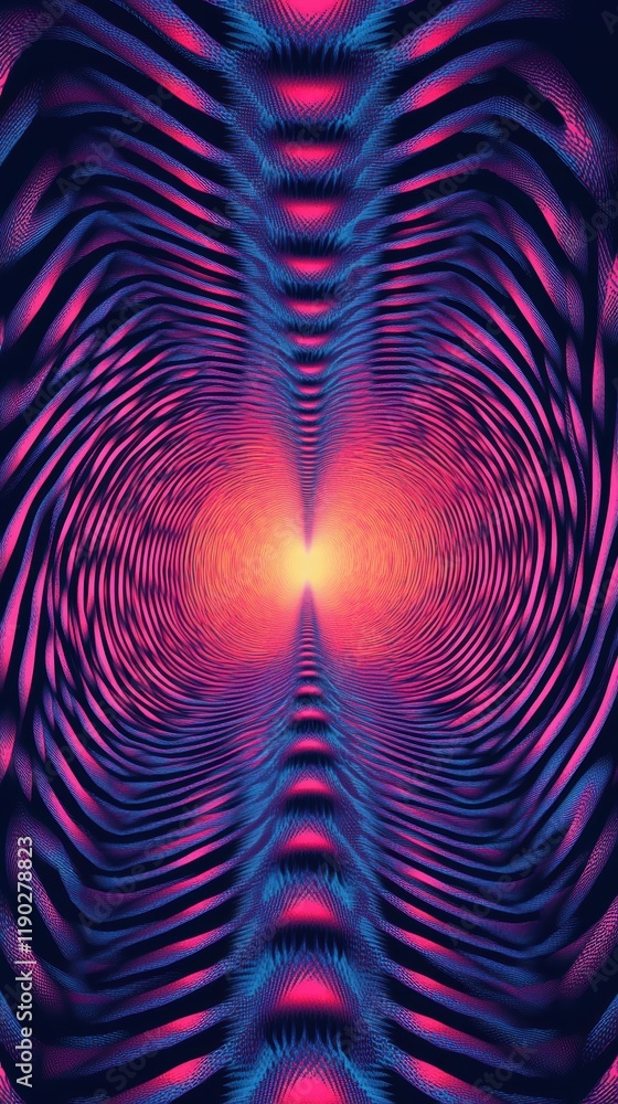 Poster an abstract digital art piece in pixelated form, with swirling neon gradient patterns transitioning 