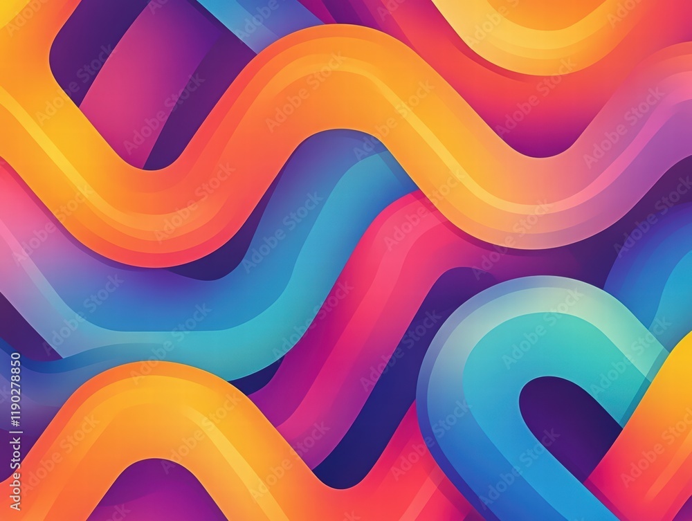 Poster an abstract geometric pattern with vibrant colors and smooth gradients