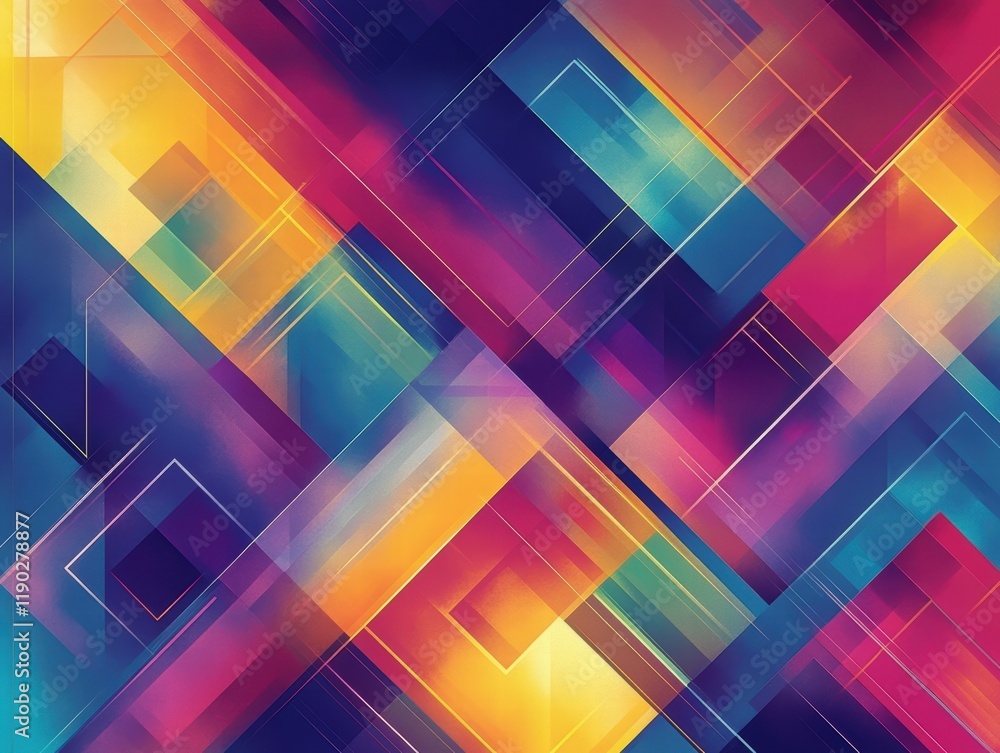 Poster an abstract geometric pattern with vibrant colors and smooth gradients