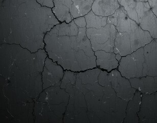 Obraz premium Dark Cracked Texture, Abstract Black Background: Grunge Surface with Deep Cracks and Fissures