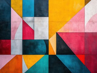 Geometric shapes with sharp angles and contrasting colors, modern abstract art
