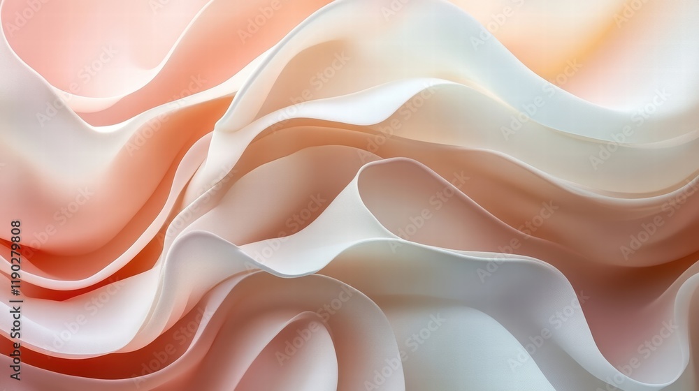 Aufkleber organic abstract forms with smooth curves and soft gradients in warm tones
