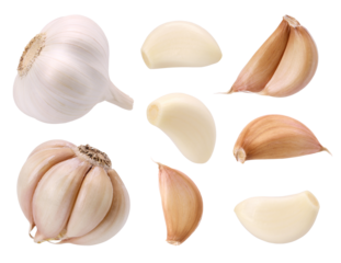 garlic, peeled garlic cloves and garlic cloves isolated, transparent PNG, PNG format