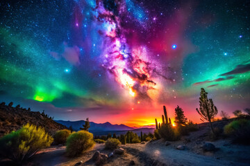 Fototapeta premium stunning astrophotography scene with vibrant neon colors and intimate details