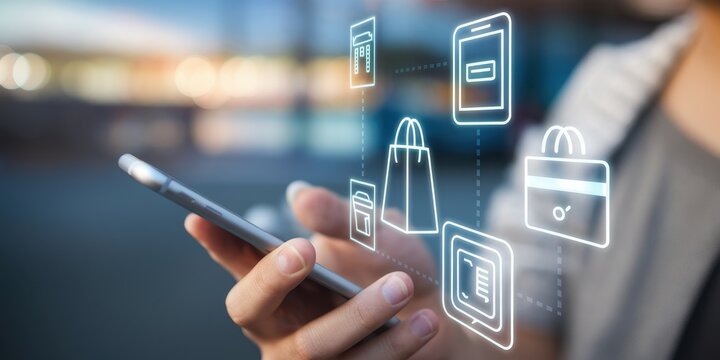 Mobile Phone Displays Online Shopping Options