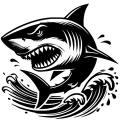 Angry shark silhouette vector design