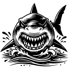 Angry shark silhouette vector design