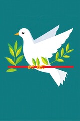 Obraz premium A symbolic image of a dove carrying an olive branch labeled equality.