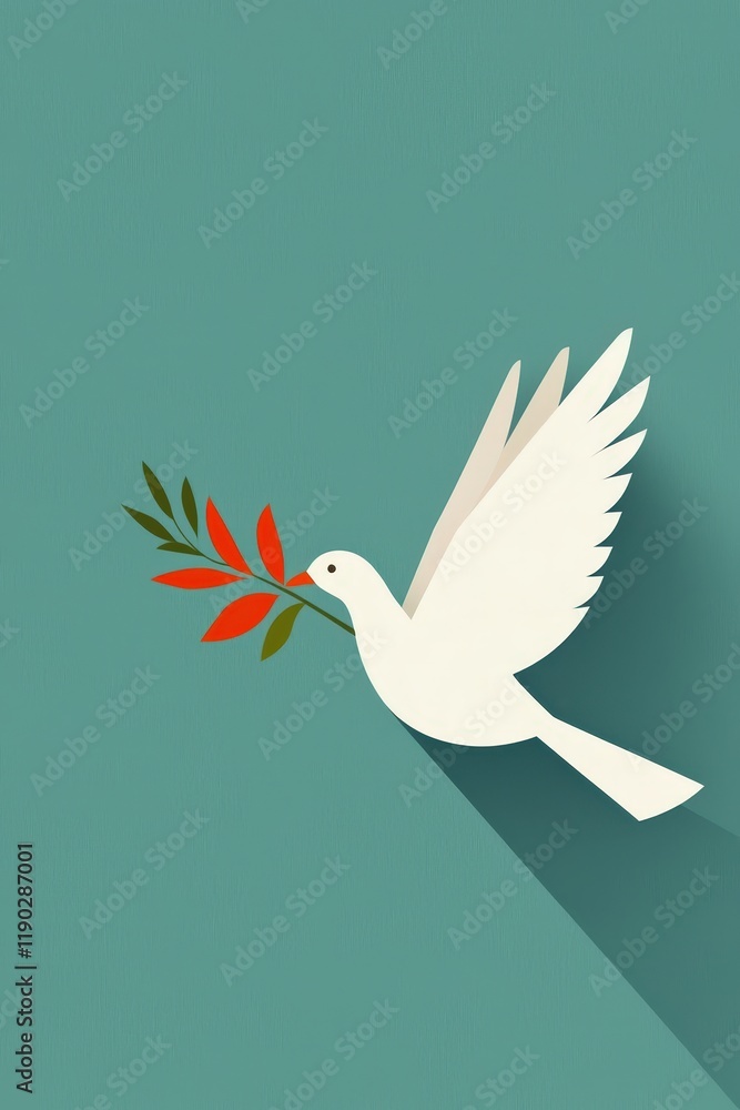 Poster a symbolic image of a dove carrying an olive branch labeled equality.