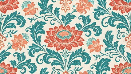 Seamless Damask Pattern Floral Luxury, Elegant, for Print & Digital Design Fashion & Textiles, Home Decorate, Product Design.