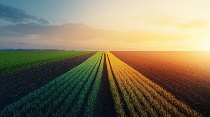 A symbolic image of a sunrise over a field with signs of equality and acceptance.