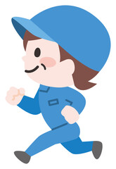 走る作業スタッフ 