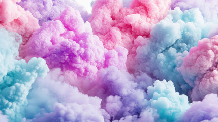 Fototapeta premium A surreal arrangement of pastel-hued clouds, vibrant pinks, purples