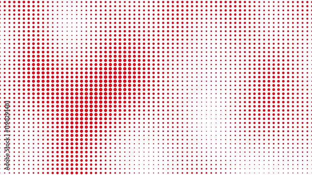 Poster red polka dotted grunge halftone animated white background. abstract halftone motion background. mov
