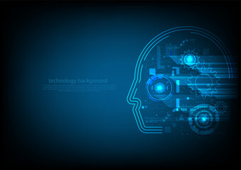 Robotics concept. Human face with technology element. Illustration vector