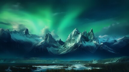 mountain landscape with northern light